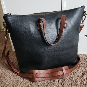 Madewell The Transport Black and Brown Satchel B2135